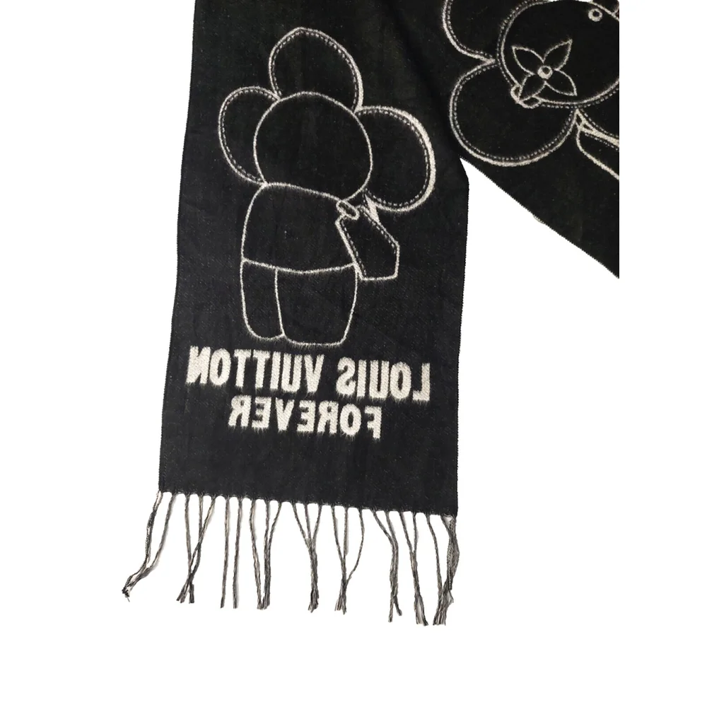 Louis Vuitton LV Forever Reversible Gray Black Cashmere Scarf Pre-Owned - Picture 13 of 16